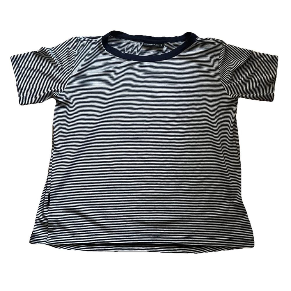 Icebreaker Merino Wool Blend T-Shirt Womens Small Short Sleeve Striped Tee Top - Picture 3 of 10